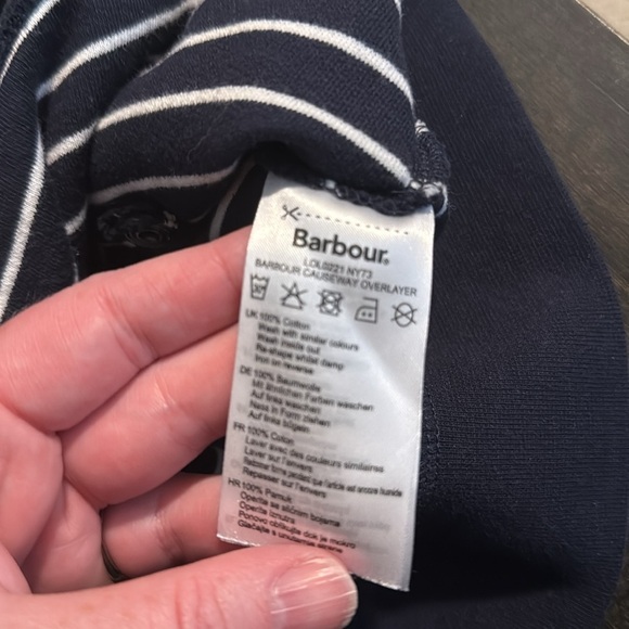 Barbour Navy Stripe Causeway Overlayer Full Zip  Nautical Sweatshirt Size 8 - Picture 7 of 7